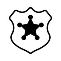 Well crafted glyph style icon showing police badge. vector