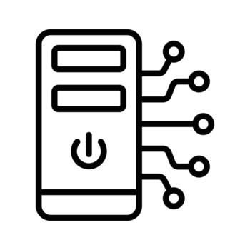 Listo a utilizar lineal icono de computadora UPC vector