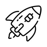 Well designed outline icon of bitcoin launch rocket vector