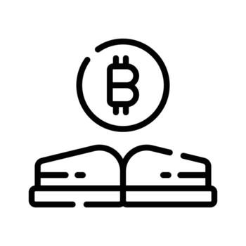 An editable linear icon of bitcoin book ledger vector