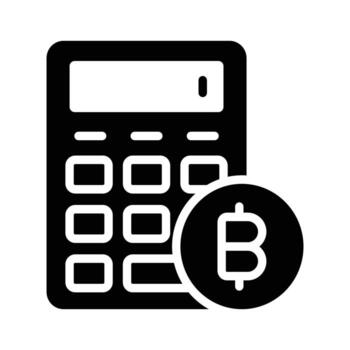 Trendy glyph icon showing bitcoin calculation, easy to edit vector