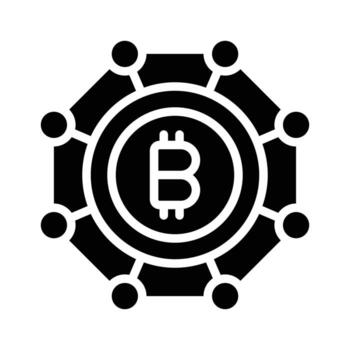 An editable glyph icon of bitcoin network web vector