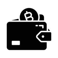 Trendy glyph icon of secure bitcoin wallet vector