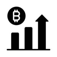 A premium glyph icon of bitcoin growth arrow vector
