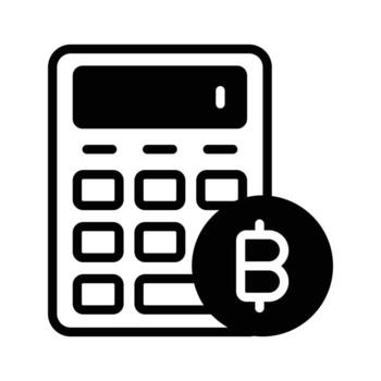 Trendy glyph icon showing bitcoin calculation, easy to edit. vector
