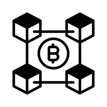 un moderno glifo icono de blockchain conexión nodos. vector