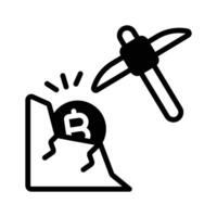 Ready to use glyph icon of bitcoin mining gear. vector