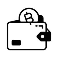 Trendy glyph icon of secure bitcoin wallet. vector