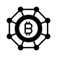 An editable glyph icon of bitcoin network web. vector