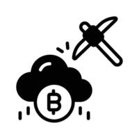 Check out this glyph icon of bitcoin cloud vault. vector