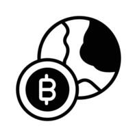 Premium glyph icon of global bitcoin circulation. vector