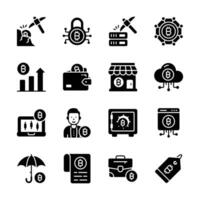Check out handy bundle of bitcoin and crypto assets glyph icons vector