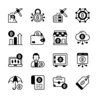 Handy Bundle of Crypto and Blockchain Glyph Icons vector