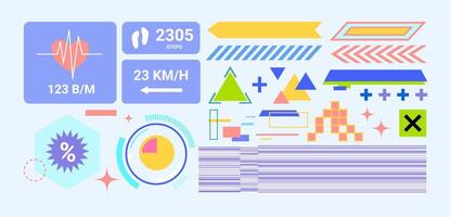 Cartoon Color Different Elements Fashion Tech Objects Set. vector
