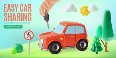 Toy car and keys for car sharing vector