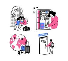 Travel and migration process illustrations vector
