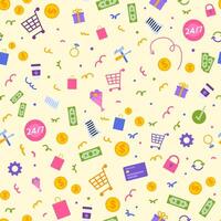 Pattern of shopping and finance icons vector