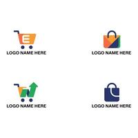Four different shopping and business logo designs isolated on white background vector