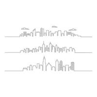 Three city skyline outlines isolated on white background vector