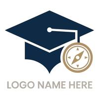 Graduation cap and compass represent education and future direction vector
