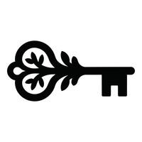 Ornate key with leaf design isolated on white background vector
