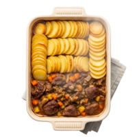 Beef Stew with Potato Topping in Baking Dish baked png