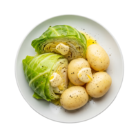 Boiled Cabbage and Potatoes with Garlic Butter image png