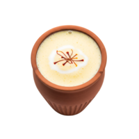 Saffron Lassi in Terracotta Clay Cup Top View image png