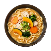 Udon Soup with Vegetables isolated on a transparent background png