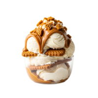 Vanilla Ice Cream Caramel Biscuits isolated on a transparent background png