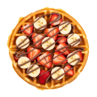 Waffle with Strawberries Bananas Chocolate isolated on a transparent background png