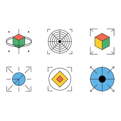 Collection of geometric shapes isolated on white background