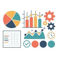 Collection of business charts and graphs isolated on white background vector