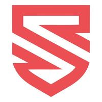 Red shield logo isolated on white background for security concept vector