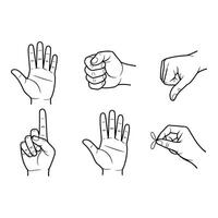 Hand gestures and signs isolated on white background illustration vector