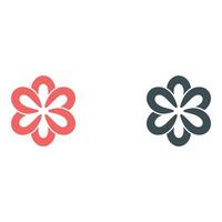 Two simple flower icons in red and gray on a light background vector