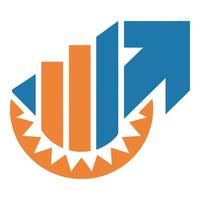 Financial chart with arrow pointing upwards shows business growth vector