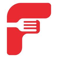 Red letter f with fork isolated on white background vector