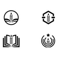 Pencil and book icons isolated on white background in four variations vector