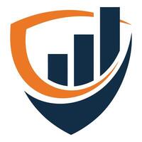 Financial growth chart inside a shield for security and protection vector