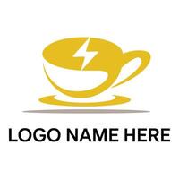 Yellow coffee cup with lightning bolt isolated on white background vector
