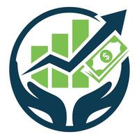 Financial growth chart with money isolated on white background vector