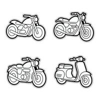Motorcycles and scooter isolated on white background in line art style vector