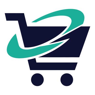 Shopping cart with swoosh isolated on white background