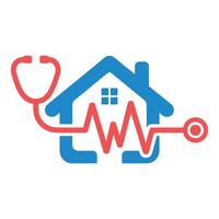 House with heartbeat and stethoscope isolated on white background vector