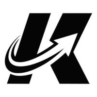 Letter k logo with arrow isolated on white background vector