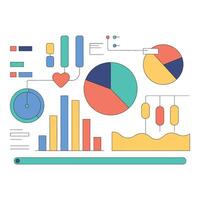 Colorful data charts and graphs isolated on white background vector