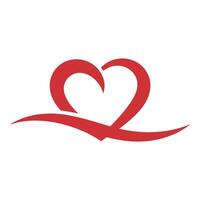 Red heart with flowing line isolated on white background vector