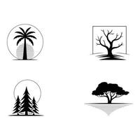 Four different tree silhouettes isolated on white background vector