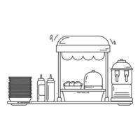 Hotdog stand with plates sauces and buns isolated on white background vector